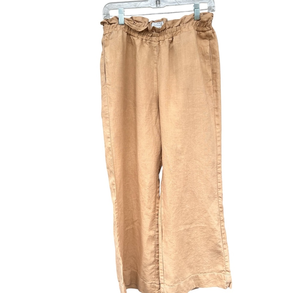 Light Tan Wide Leg Paperbag Waist Pants